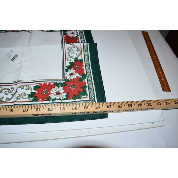 Vtg Made in Brazil SUNWEAVE Christmas Poinsettia Cotton Dinner Napkins 8 pc new - Picture 7 of 12